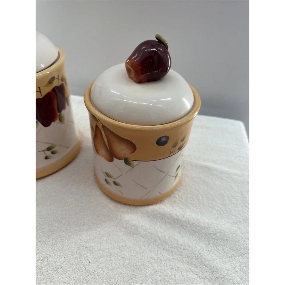Set of 3 Canister & Lid Sonoma Villa - Rubber Seal Ceramic Home Interiors Fruits - Picture 7 of 12